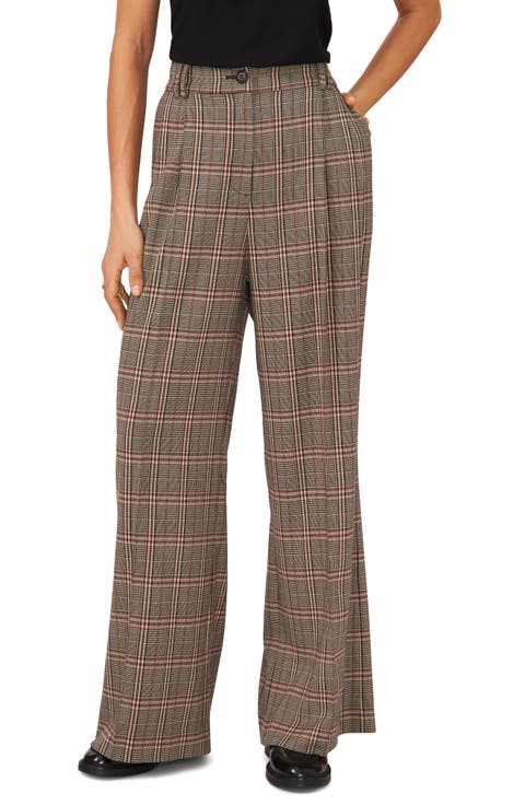 Plaid High Waist Wide Leg Pants