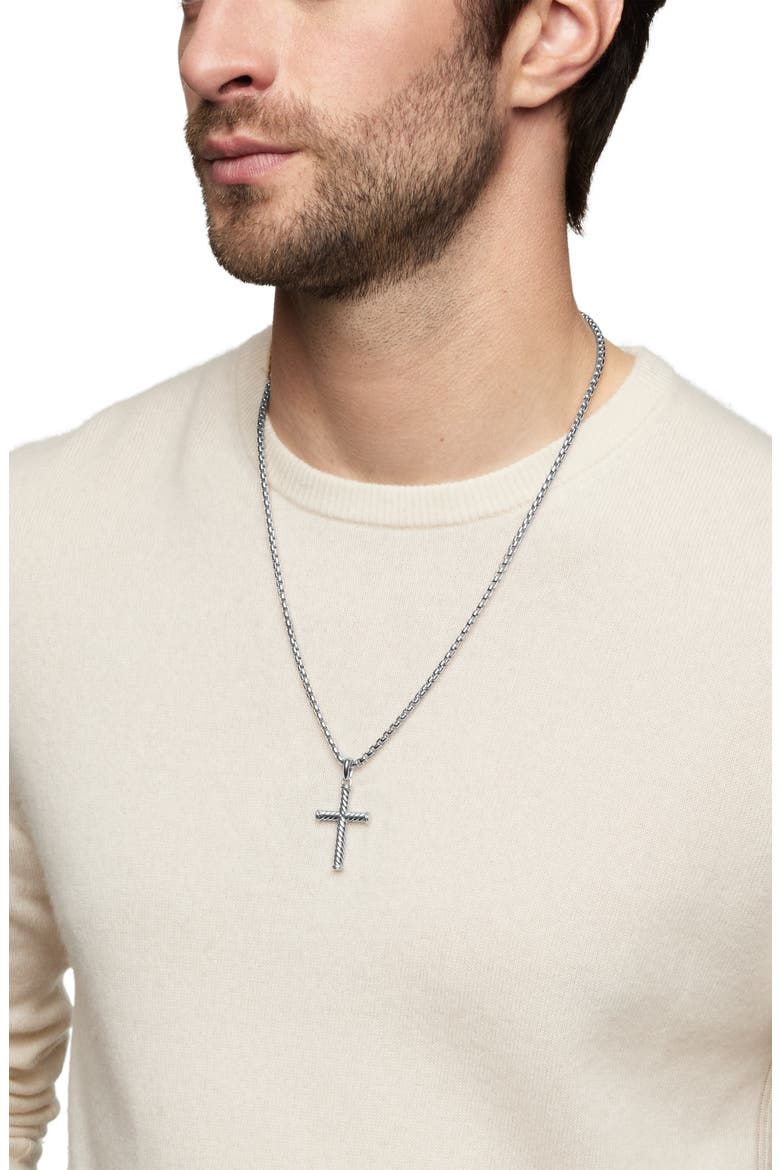 Cable Cross Pendant in Sterling Silver, 35mm, Alternate, color, SILVER