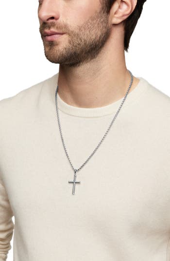 Cable Cross Pendant in Sterling Silver, 35mm