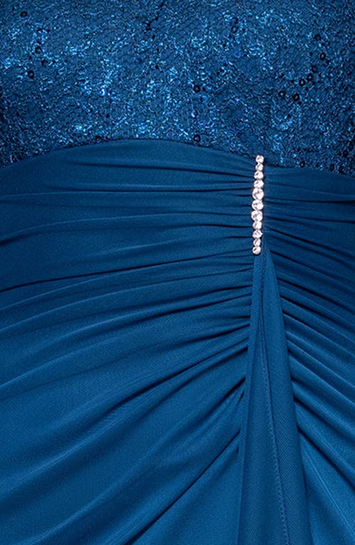 Betsy & Adam Lace & Sequin Gown In Peacock