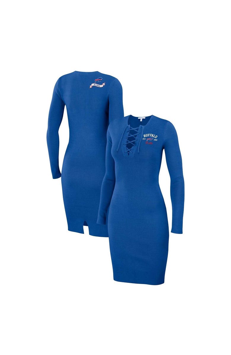 WEAR by Erin Andrews Women's WEAR by Erin Andrews Royal Buffalo Bills Lace Up Long Sleeve Dress, Main, color, Royal