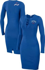 WEAR by Erin Andrews Women's WEAR by Erin Andrews Royal Buffalo Bills Lace Up Long Sleeve Dress