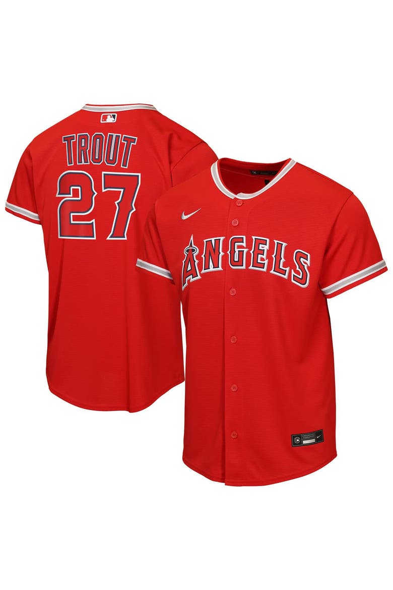 Youth Nike Mike Trout Red Los Angeles Angels Alternate Replica Jersey, Main, color, Red