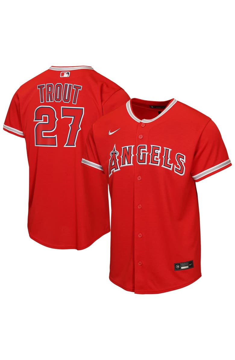 Nike Youth Nike Mike Trout Red Los Angeles Angels Alternate Replica Jersey, Main, color, Red