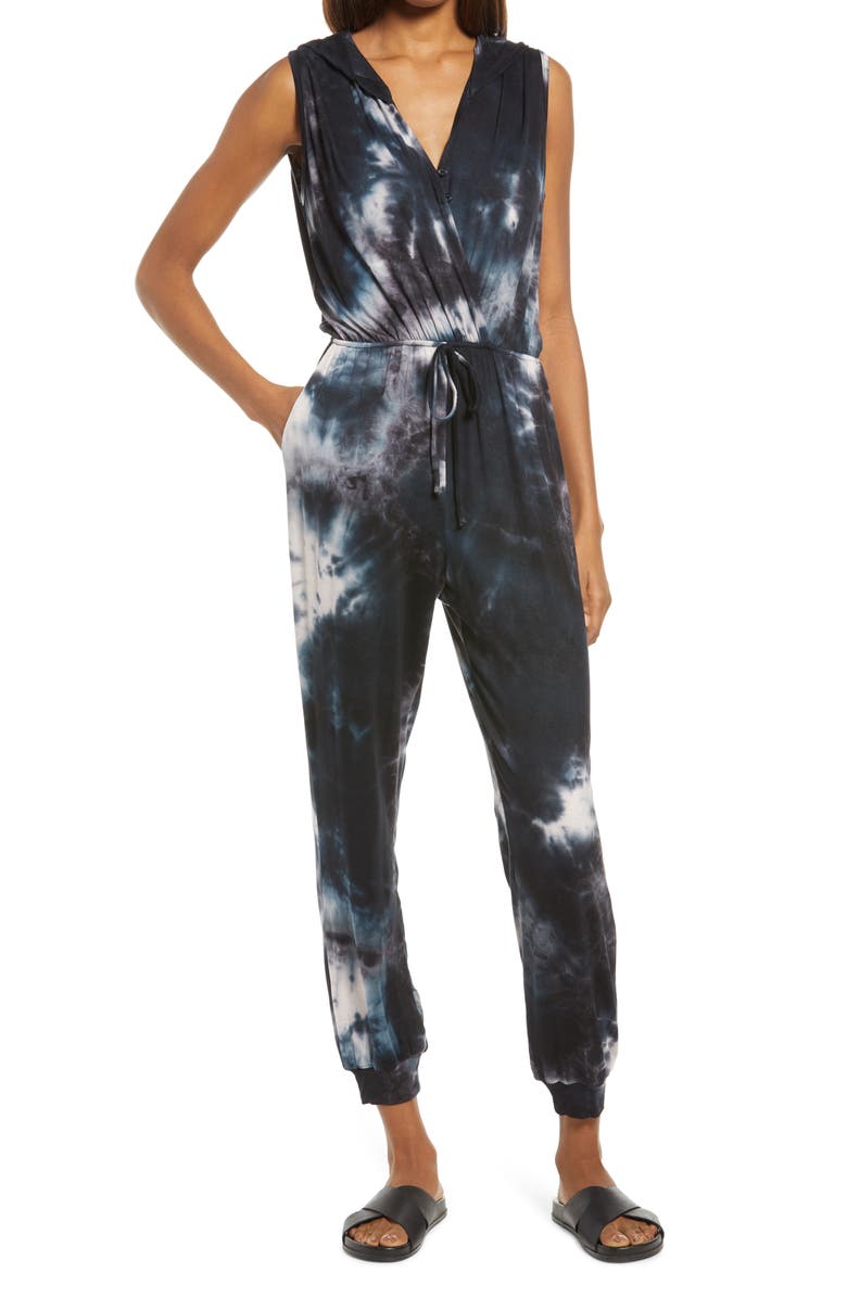 Fraiche by J Tie Dye Hooded Jumpsuit, Main, color, 