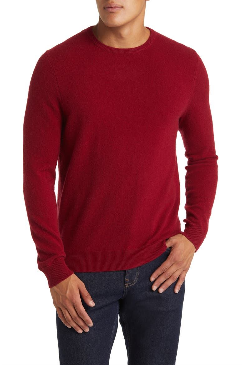Cashmere Crewneck Sweater, Main, color, RED CHILI