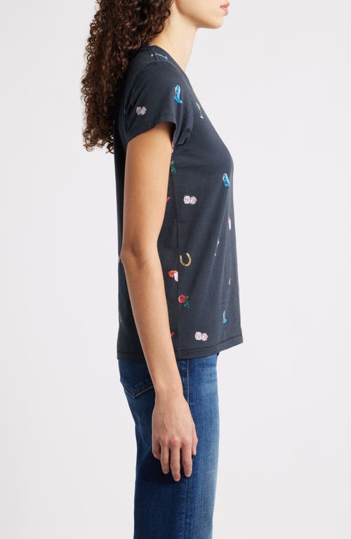 Rag & Bone Allover Print Short Sleeve Cotton T-shirt In Blue