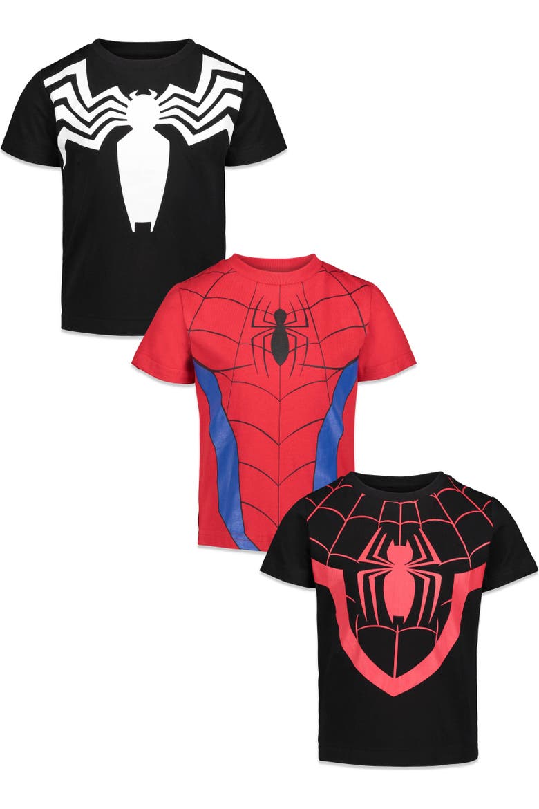 Spider-Man 3-Pack Short Sleeve T-Shirts, Main, color, Venom Black Red