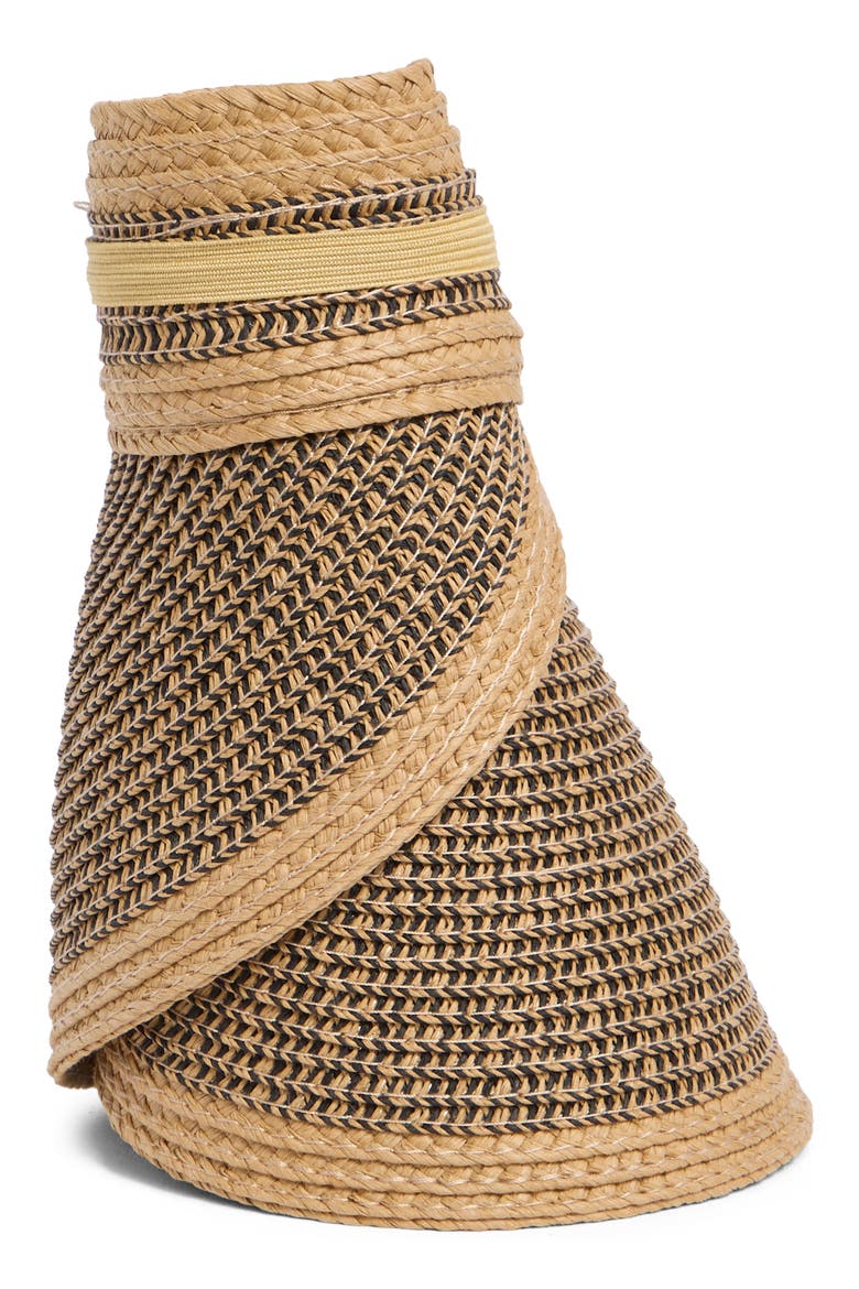 Rollup Straw Visor, Alternate, color, TAN MULTI