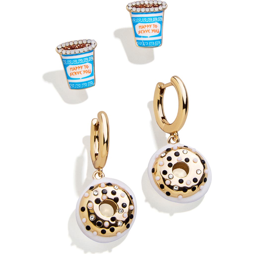 Baublebar Rise & Grind Donut & Coffee Earrings, Set Of 2