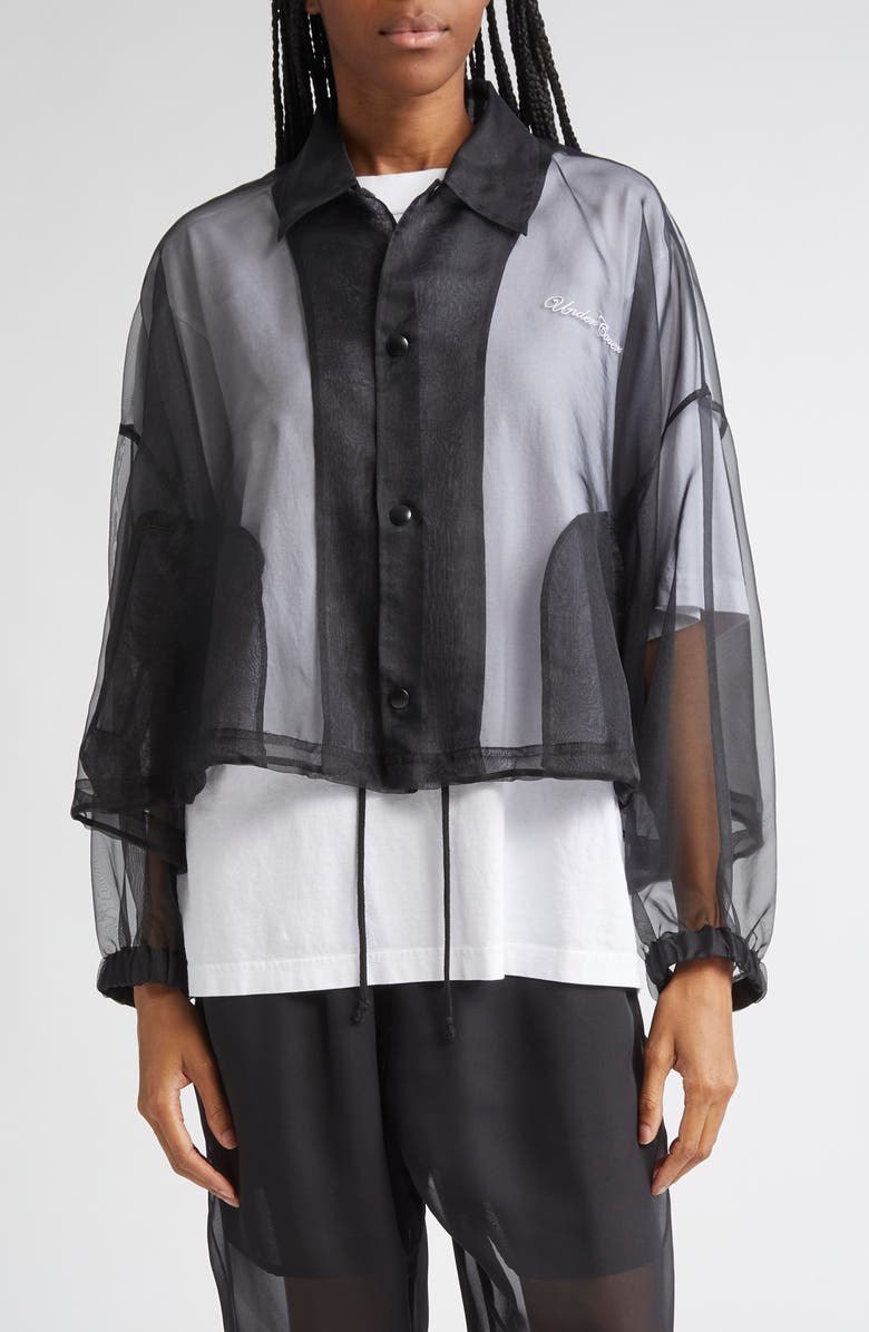 Undercover Logo Embroidered Organdy Coach's Jacket, Main, color, Black