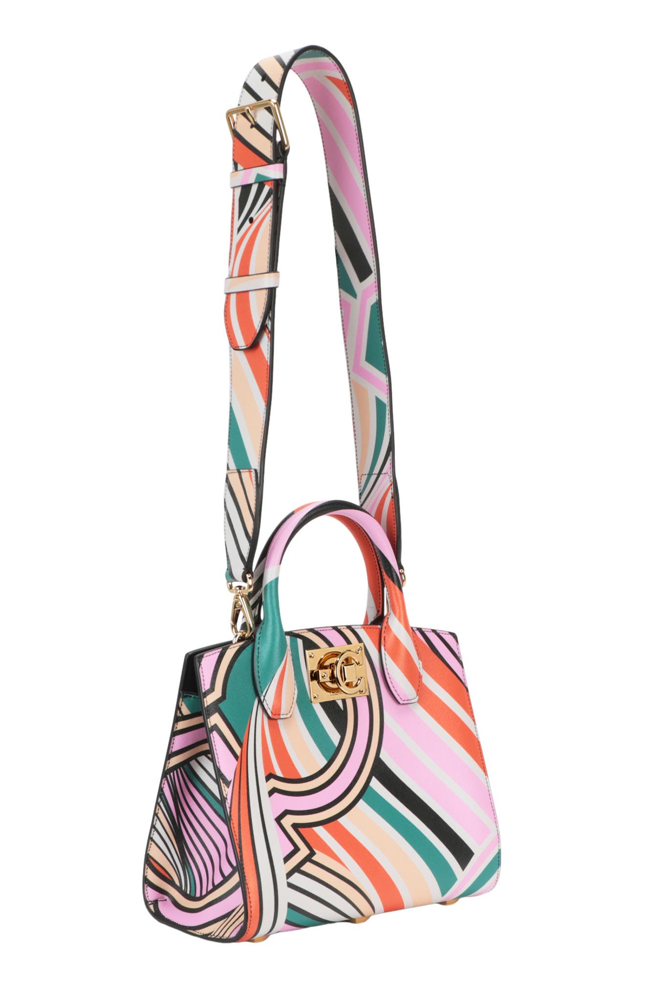 FERRAGAMO Gancini Print Leather Tote Bag, Alternate, color, 