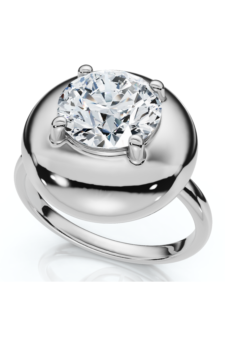 2Ct Diamond Bezel Stackable Button Engagement Ring Lab Grown, Alternate, color, 14k White Gold