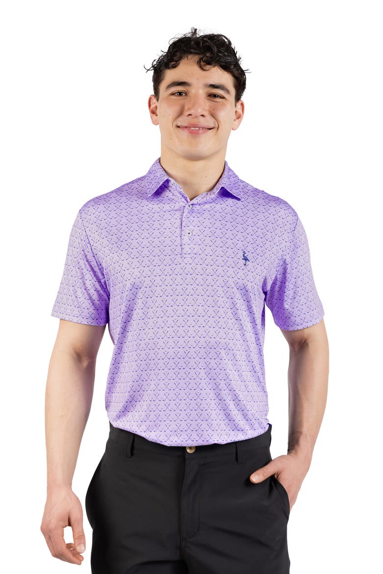 Golf Clubs Print Performance Polo, Alternate, color, LILAC
