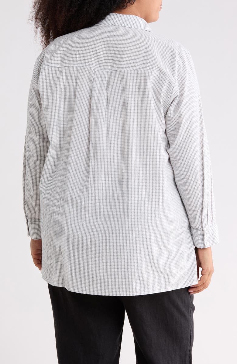 Eileen Fisher Grid Print Long Sleeve Button-Up Shirt, Alternate, color, White