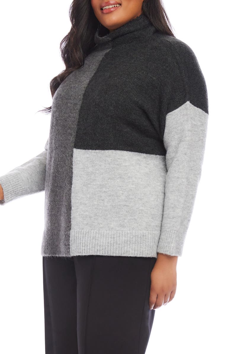 Karen Kane Colorblock Turtleneck Sweater, Alternate, color, 