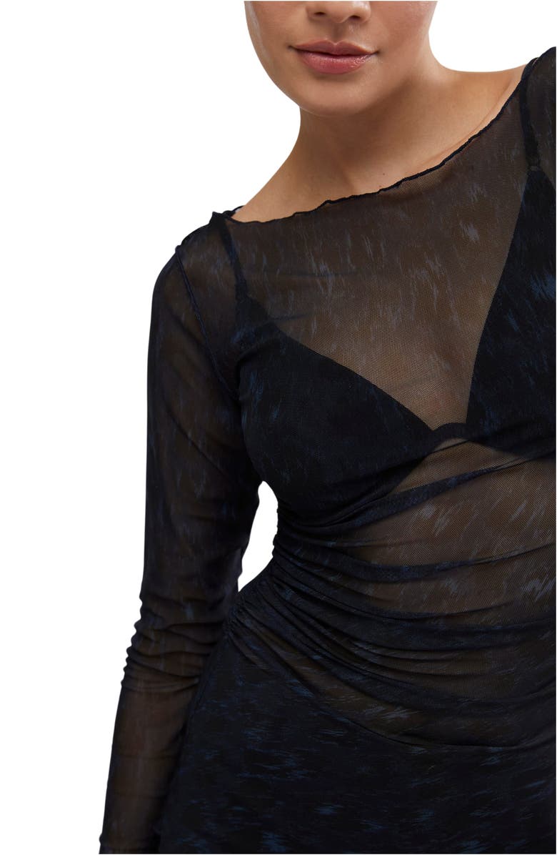 Free People Something Extra Animal Print Semisheer Mesh Tunic, Alternate, color,