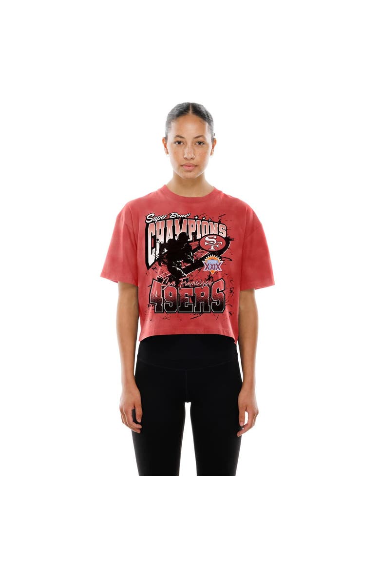Women's New Era Scarlet San Francisco 49ers Cropped Boxy Sport Classics Mineral Wash T-Shirt, Alternate, color, Scarlet