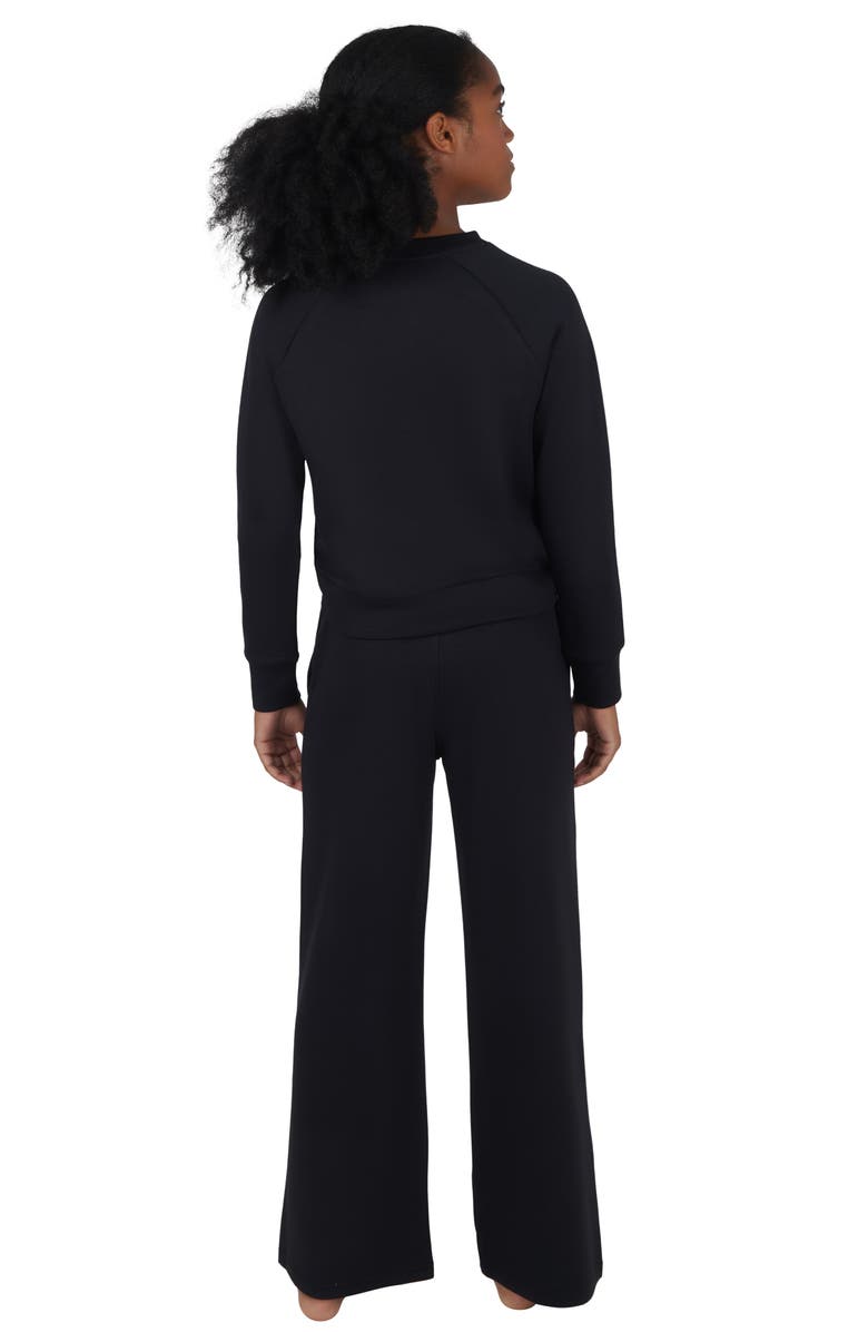 90 DEGREE BY REFLEX Kids' Scuba Knit Sweatshirt & Wide Leg Pants Set, Alternate, color, Black