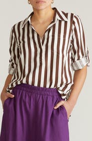 Universal Standard Button Back Linen Blend Polo