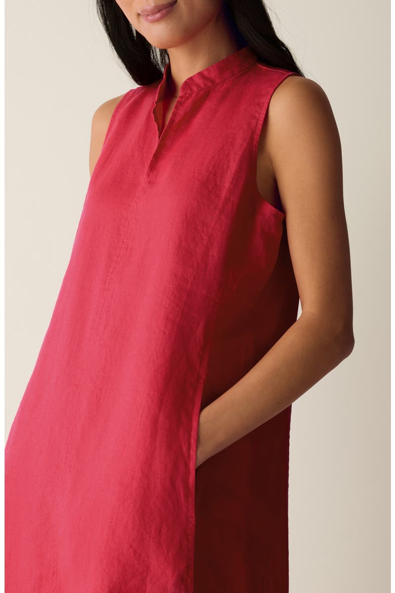 Split Collar Organic Linen A-Line Dress, Alternate, color, GRENADINE