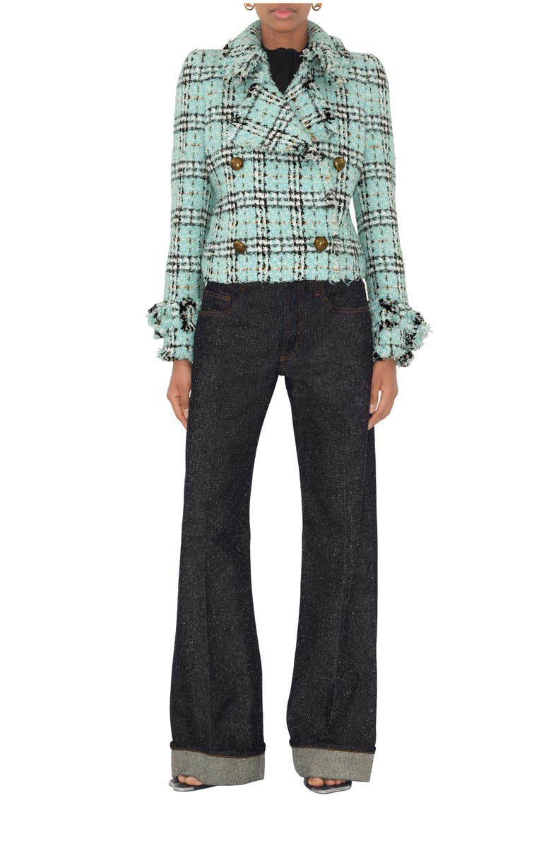 Burberry Check Bouclé Jacket, Main, color, Surf