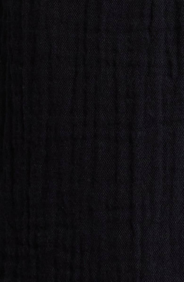 Caslon<sup>®</sup> Puff Sleeve Cotton Gauze Midi Dress, Alternate, color, Black