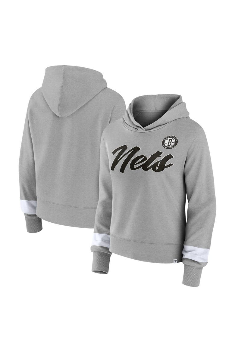 Women's Fanatics Branded Heather Gray Brooklyn Nets Halftime Pullover Hoodie, Main, color, Heather Gray