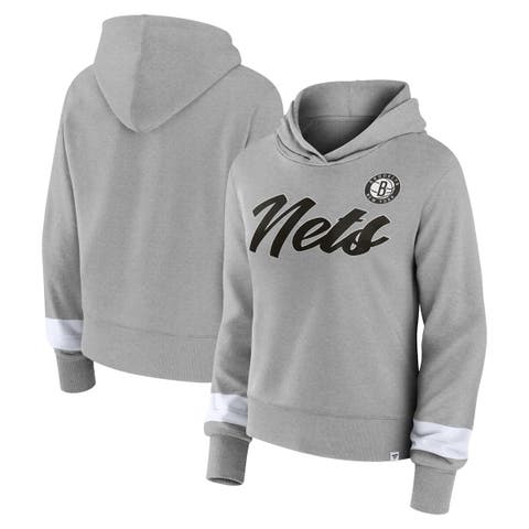 Women's Fanatics Branded Heather Gray Brooklyn Nets Halftime Pullover Hoodie