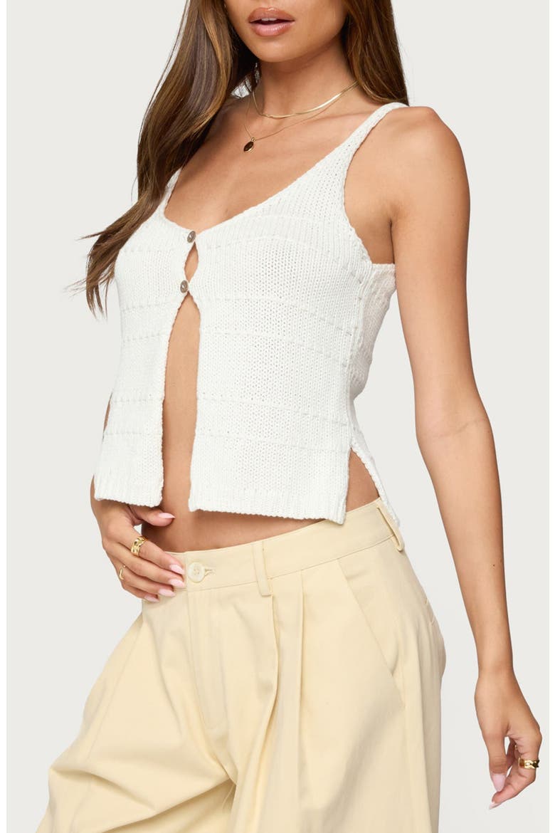 Mikinley Split Front Cotton Tank Top, Alternate, color, WHITE