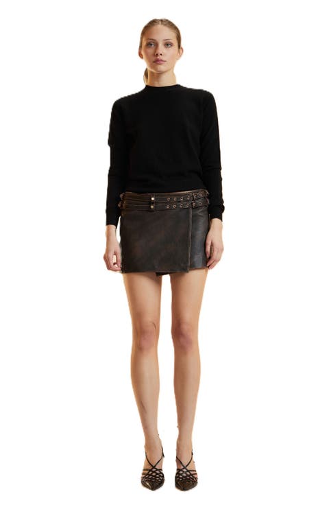 Leather Wrap Skirt