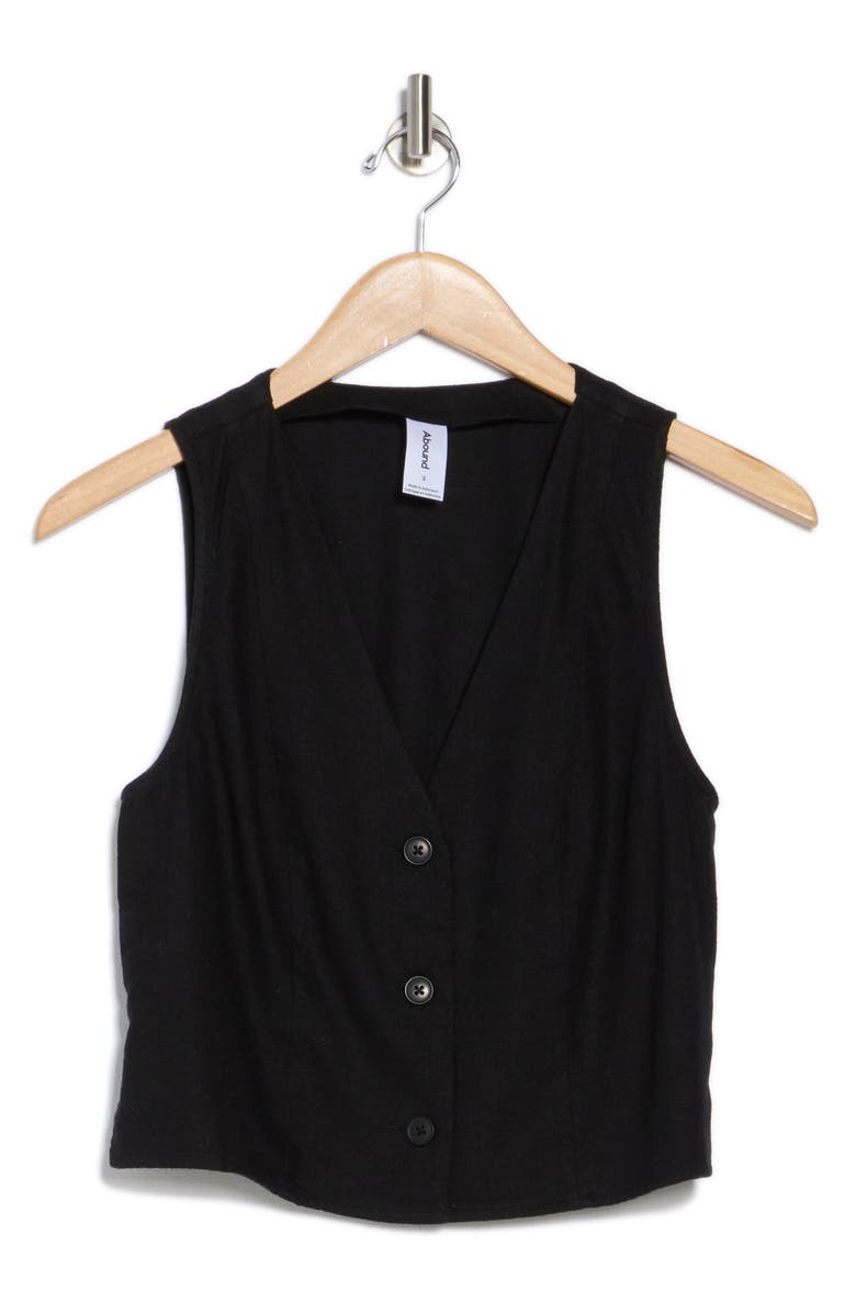 Abound Linen Button Front Vest, Alternate, color, Black