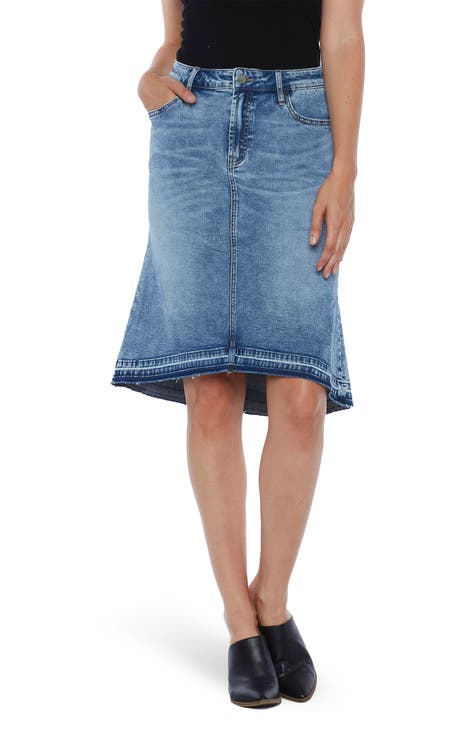 High-Low Denim Skirt