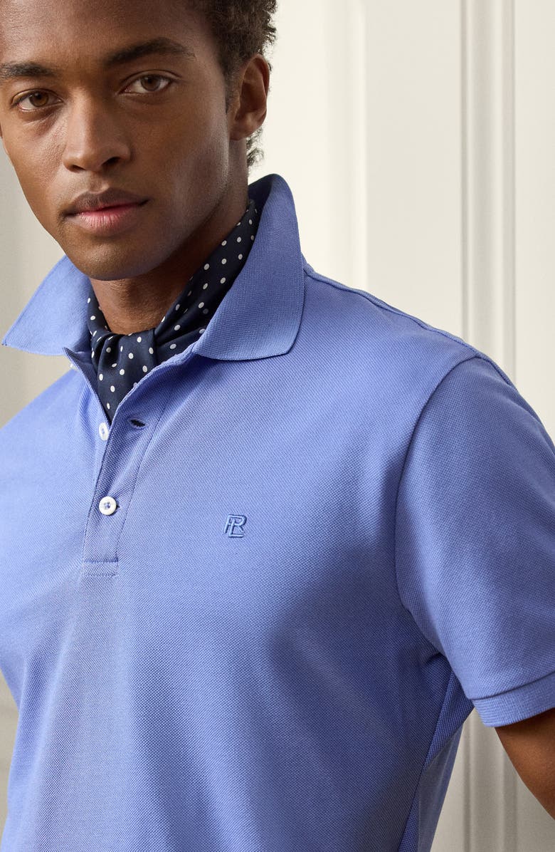 Ralph Lauren Purple Label Embroidered Logo Cotton Piqué Polo, Alternate, color, Periwinkle
