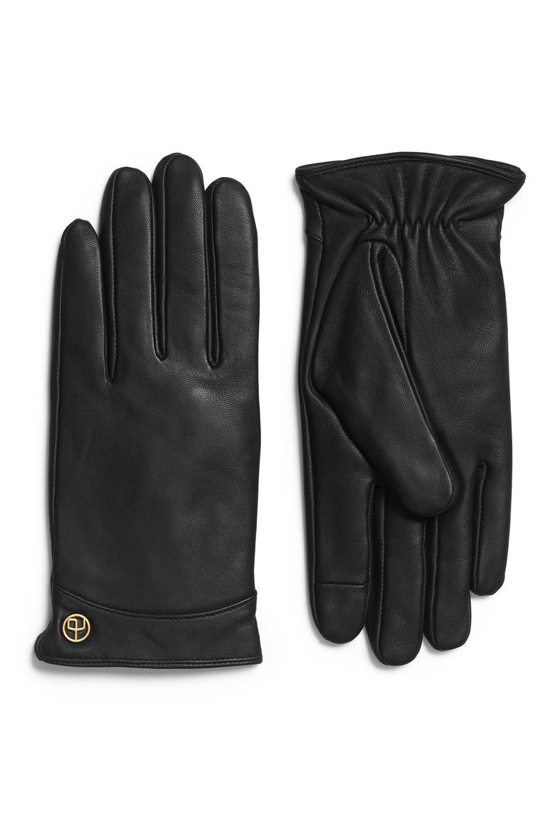 Joni Cashmere Lined Leather Gloves, Main, color, BLACK