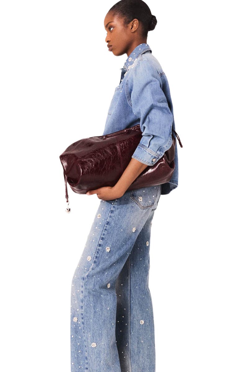 maje Denim shirt jacket, Alternate, color, Blue