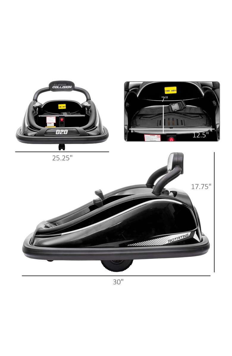 Aosom 12V Kids Electric Sports Car with Parent Remote, Bluetooth, Horn, Music, LED, Alternate, color, Black