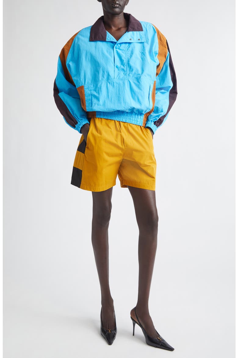 Cassandre Colorblock Pullover Nylon Windbreaker, Alternate, color, TURQUOISE