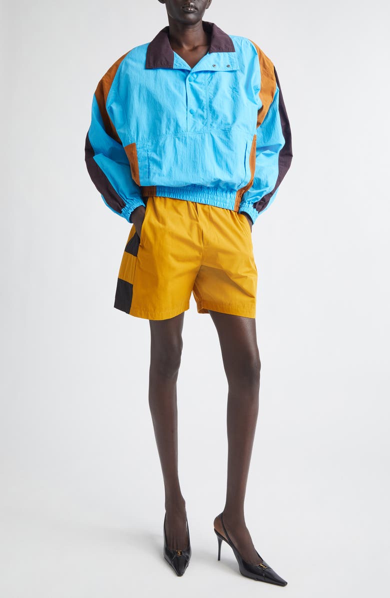 Saint Laurent Cassandre Colorblock Pullover Nylon Windbreaker, Alternate, color, 