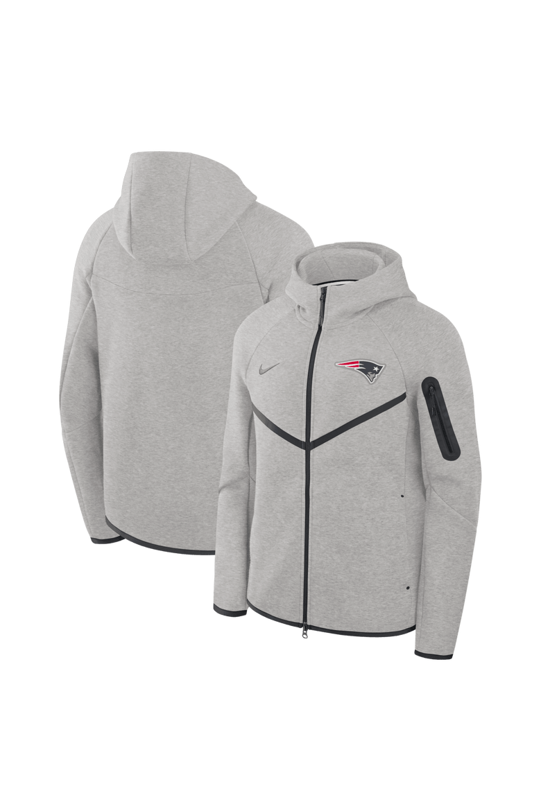 Men's Nike Heather Gray New England Patriots Tech Fleece Raglan Full-Zip Windrunner Hoodie, Main, color, Heather Gray