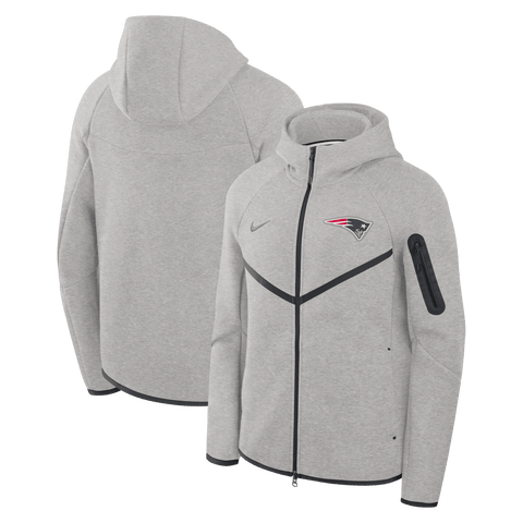 Men's Nike Heather Gray New England Patriots Tech Fleece Raglan Full-Zip Windrunner Hoodie