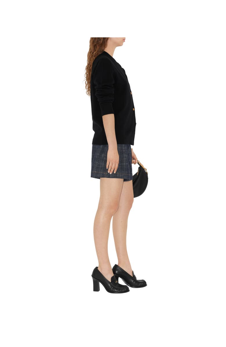 Burberry Cashmere Blend Cardigan, Alternate, color, Black