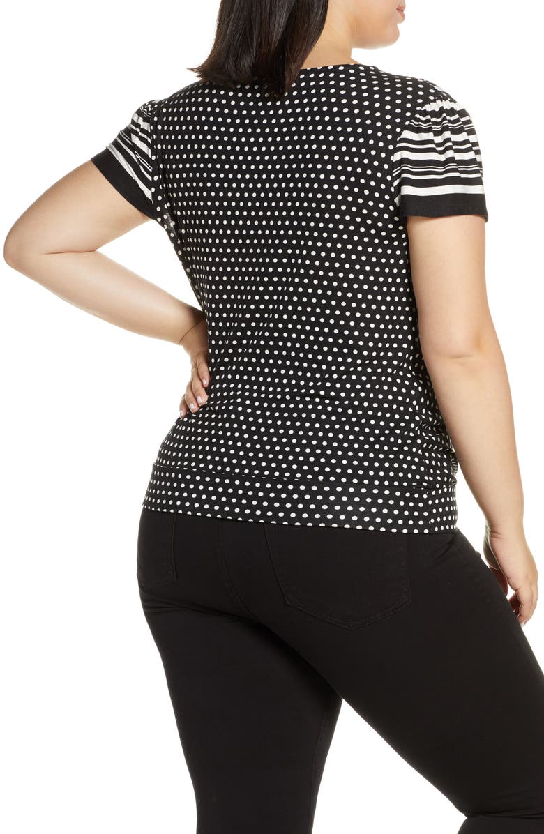 Loveappella Pattern Mix Wrap Front Top, Alternate, color, 