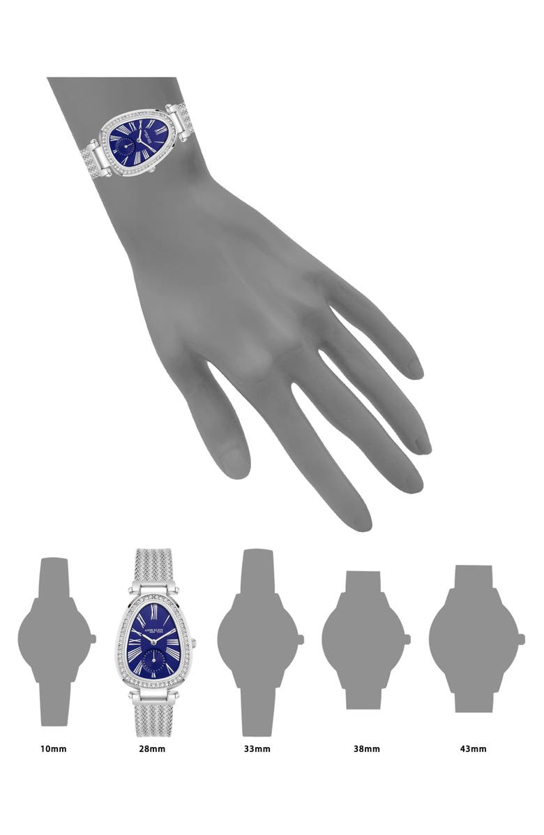 Anne Klein Crystal Mesh Strap Bracelet Watch, 28mm x 40.5mm, Alternate, color, Silver/ Blue