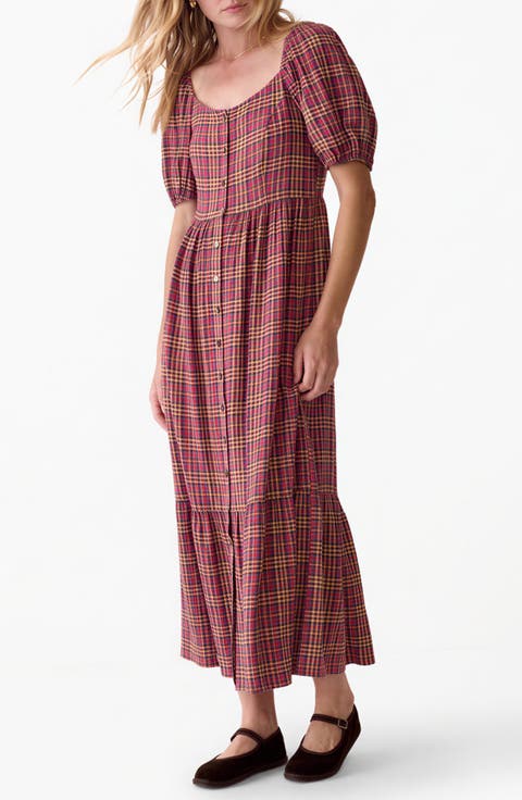 Sage Plaid Maxi Dress