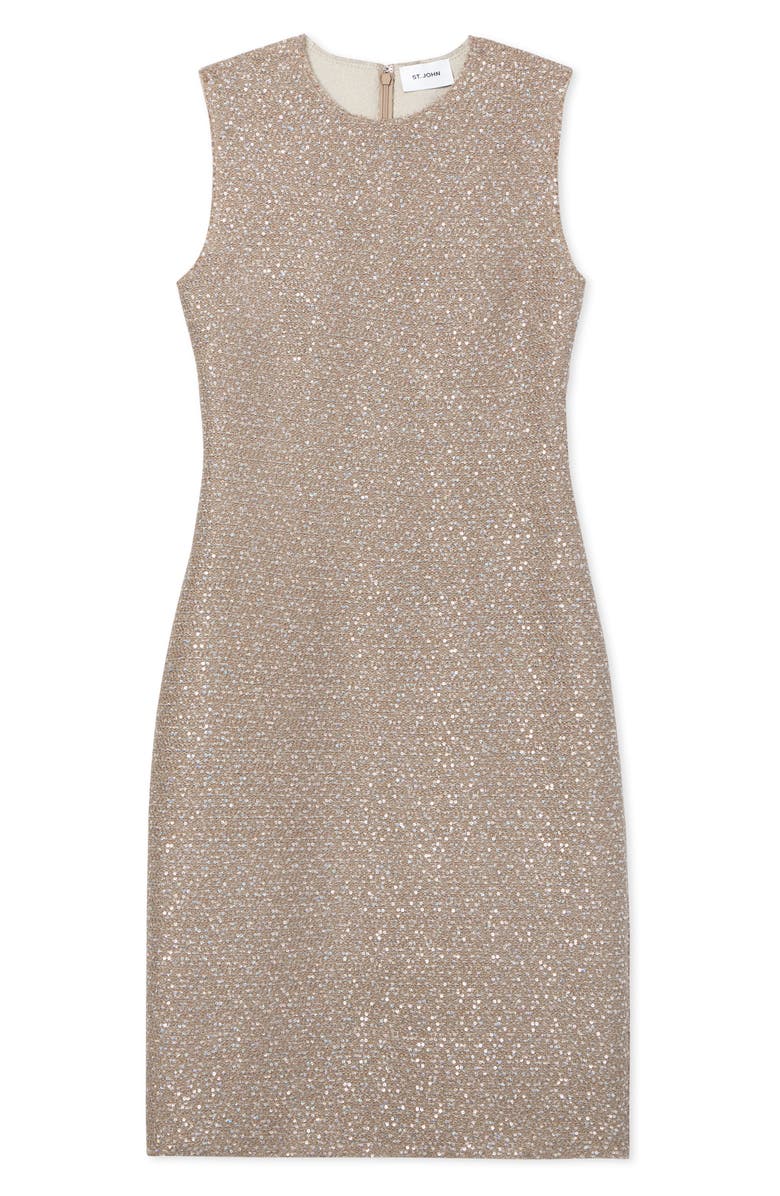 St. John Evening Sequin Textured Knit Sheath Dress, Alternate, color,