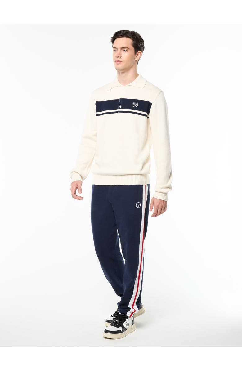 Sergio Tacchini Damarindo Long Sleeve Knit Polo, Alternate, color, Gardenia/Maritime Blue