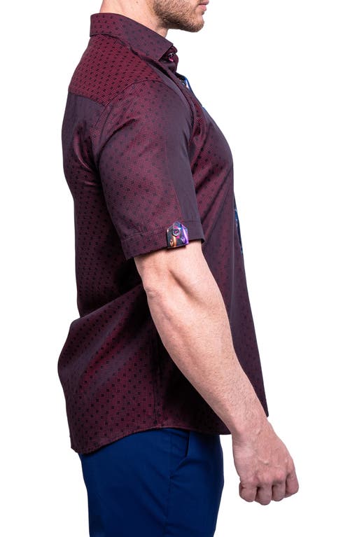 Maceoo Galileo Resistance0103 Red Short Sleeve Cotton Button-up Shirt