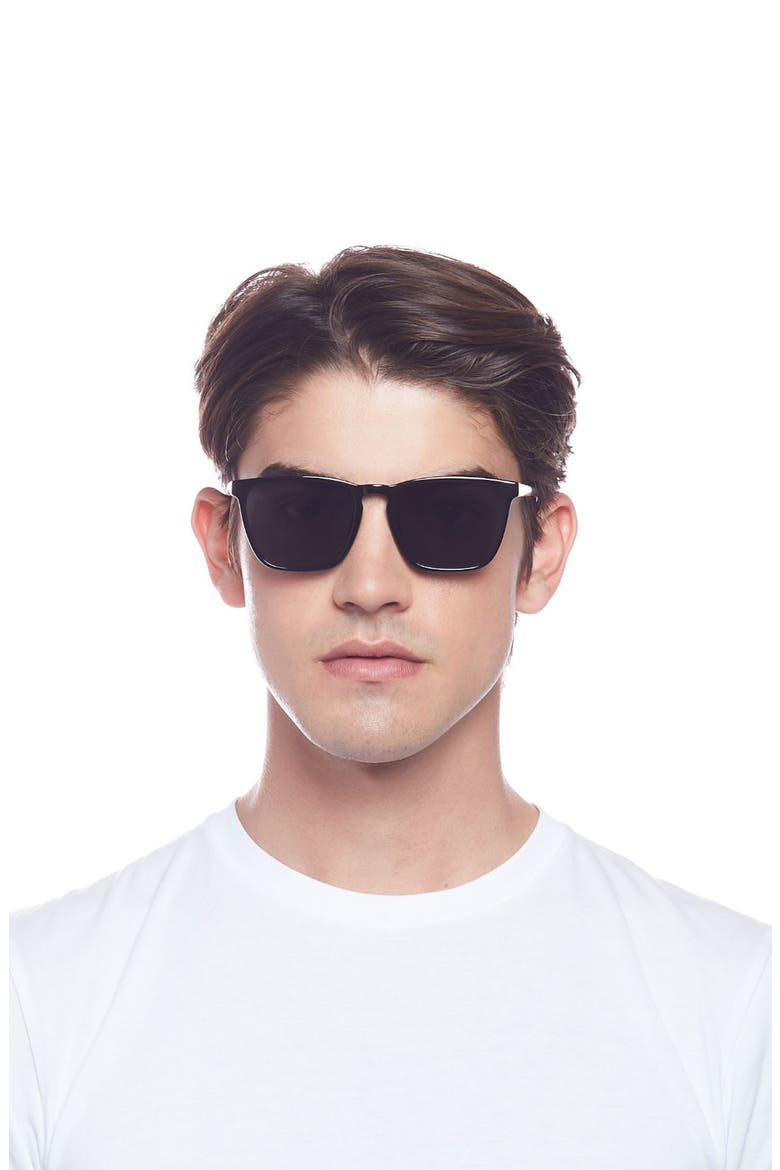 Bad Medicine 55mm Alternate Fit Rectangular Sunglasses, Alternate, color, BLACK/ SMOKE