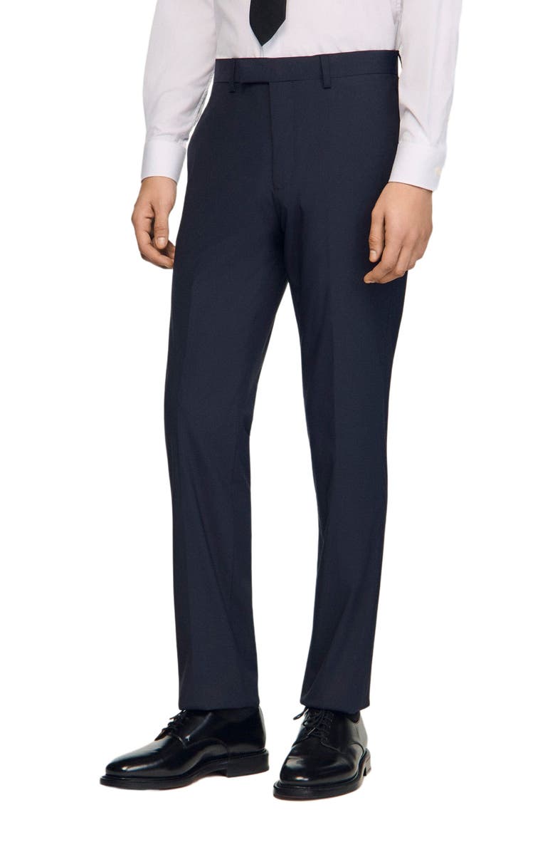 SANDRO Wool suit trousers, Main, color, Navy Blue